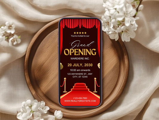 Elegant Creative Grand Opening Card Template | Modern Artistic Business Launch Invitation | Printable & Editable Design