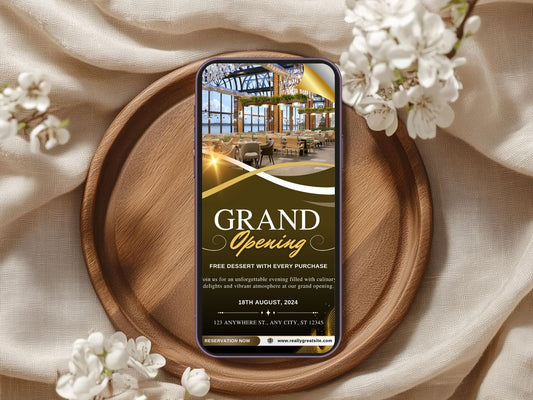 Classic Grand Opening Card Template | Timeless Elegant Business Launch Invitation | Printable & Editable Design