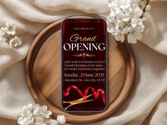 Elegant Minimal Grand Opening Card – Custom Design Upload & Premium Invitation Printing