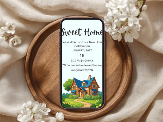 Nature Theme Housewarming Card – Botanical New Home Invitation – Printable Template