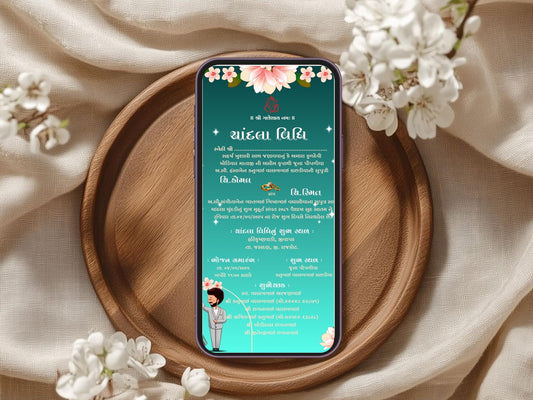 Minimal Elegant Floral Chandla Vidhi Card – Stylish Ceremony Design