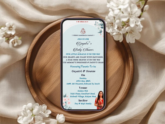 Floral Elegant Baby Shower Invitation – Sophisticated Baby Shower Card – Printable Template