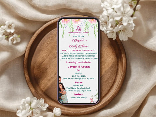 Floral Elegant Housewarming/Baby Shower Card – Sophisticated Floral Invitation – Printable Template