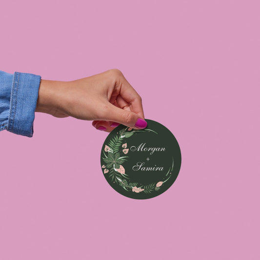 Simple Elegant Floral Sticker Design | Minimal Botanical Custom Logo Sticker | Wedding Favor & Premium Business Packaging Label
