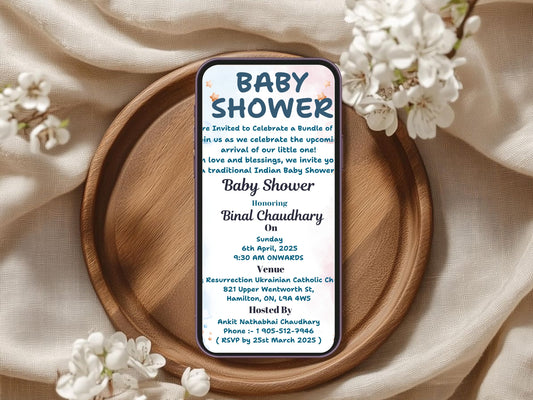 Baby Bear Theme Baby Shower Invitation – Cute Teddy Bear Baby Shower Card – Printable Template