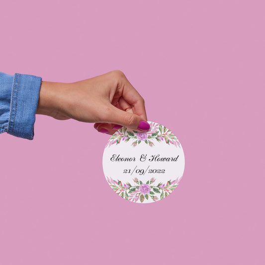 Floral Simple Sticker Design | Minimal Botanical Logo Sticker | Elegant Wedding Favor & Business Packaging Label