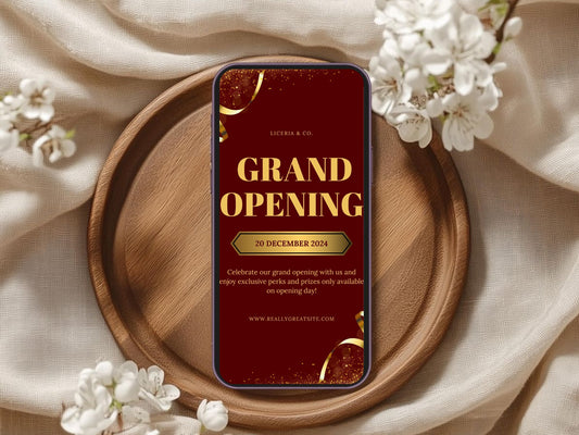Elegant Minimal Grand Opening Card Template | Modern Luxury Business Launch Invitation | Printable & Editable Design