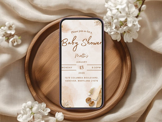 Simple Elegant Baby Shower Card Template – Minimal Neutral Baby Shower Invitation – Printable Digital Download