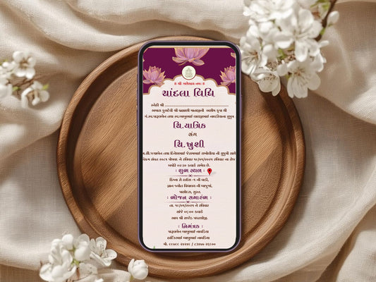 Delicate Floral Chandla Vidhi Card – Modern Elegant Design