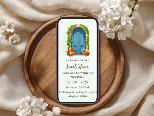 Floral Elegant Housewarming Card – Sophisticated New Home Invitation – Printable Template