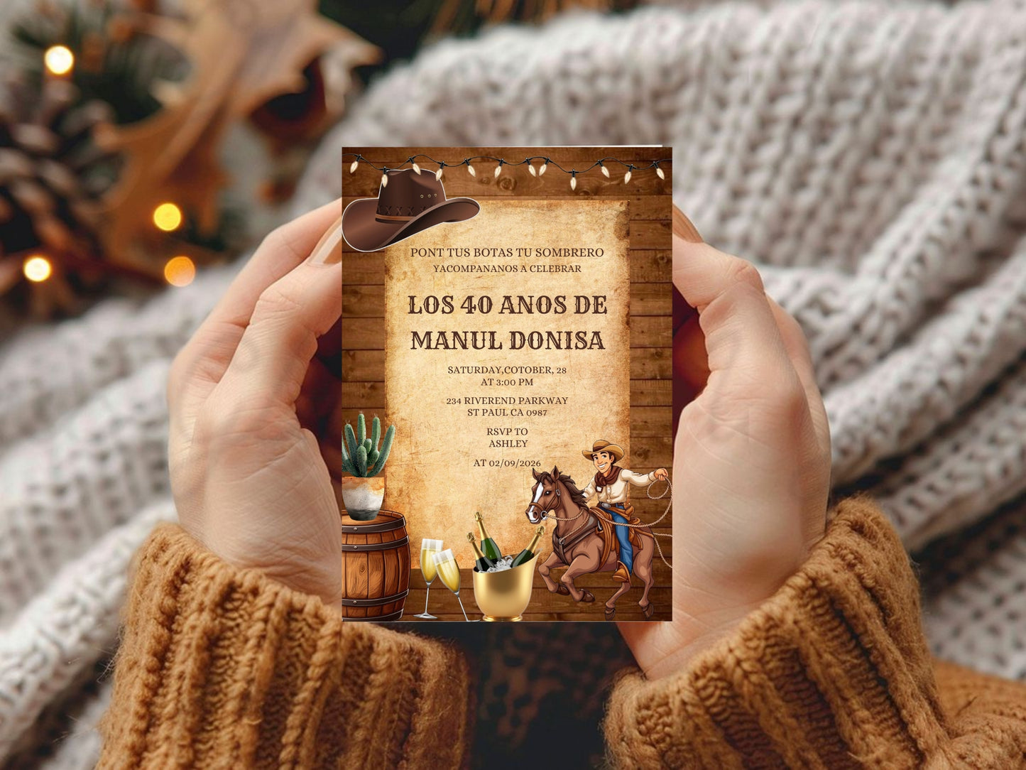 Wooden Theme Birthday Invitation Card – Rustic & Elegant Party Invite