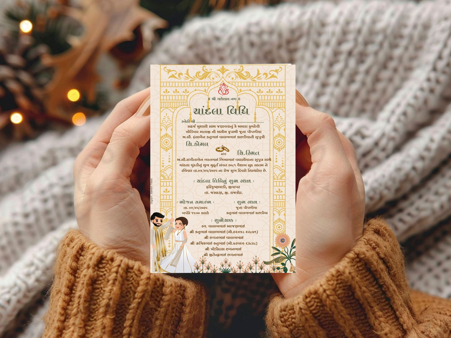 Royal Theme Chandla Vidhi Card Design in English | Luxury Traditional Wedding Invitation