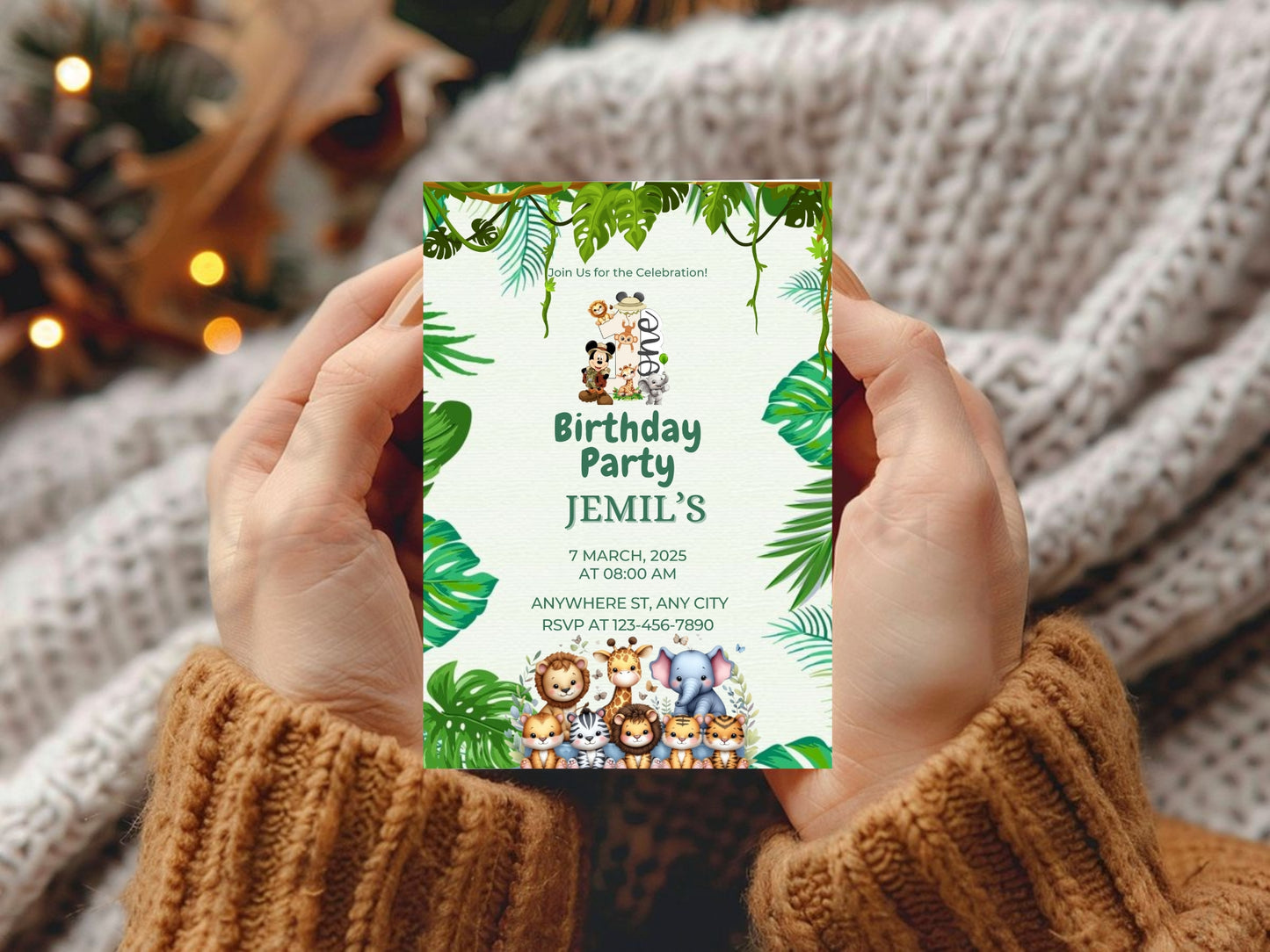 Animal Jungle Theme Birthday Invitation Card Design for Kids