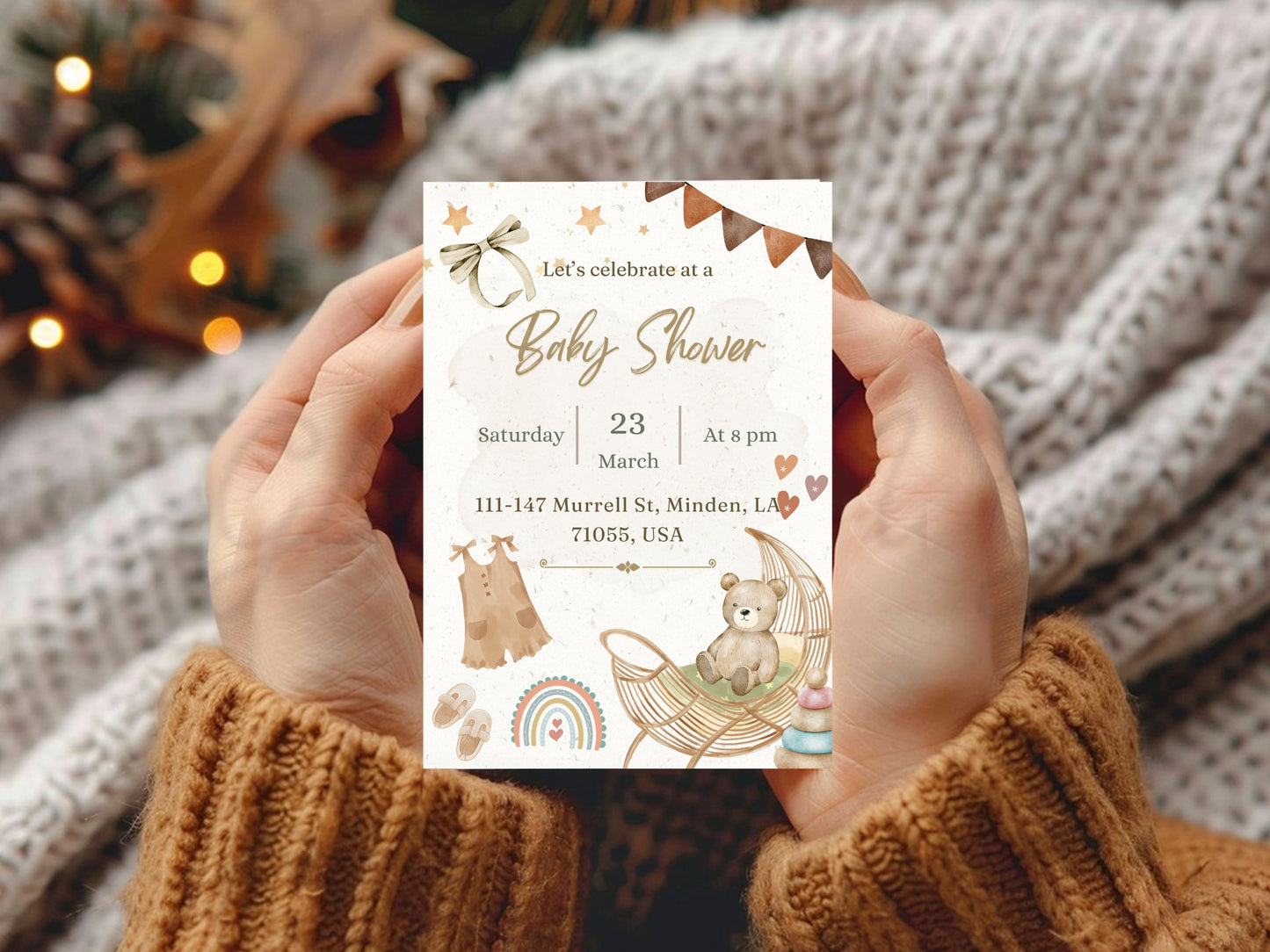 Minimalist Baby Shower Greeting Card – Elegant Neutral Baby Celebration Card