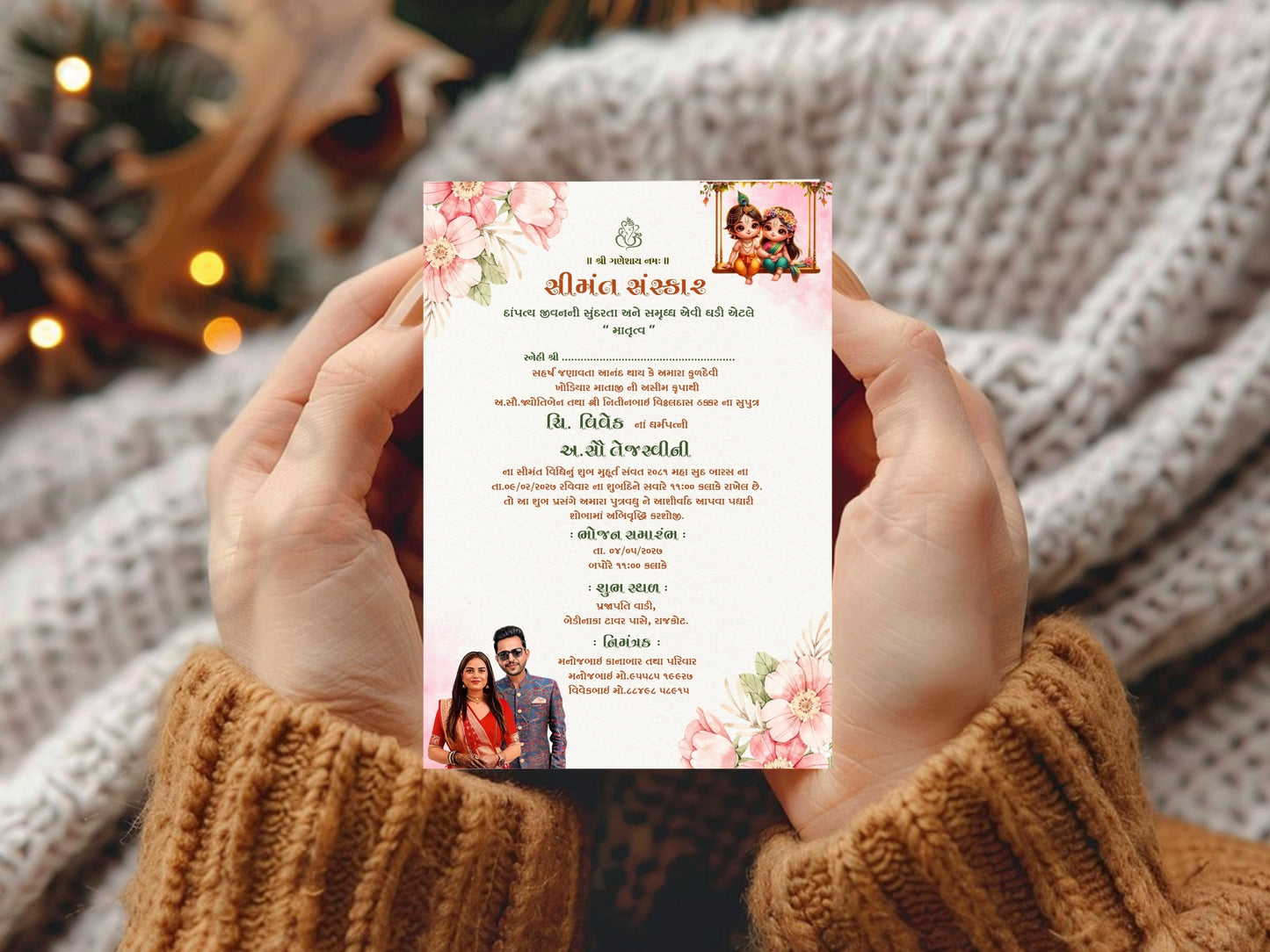 Elegant Floral Baby Shower Card – Luxury Flower Celebration Greeting