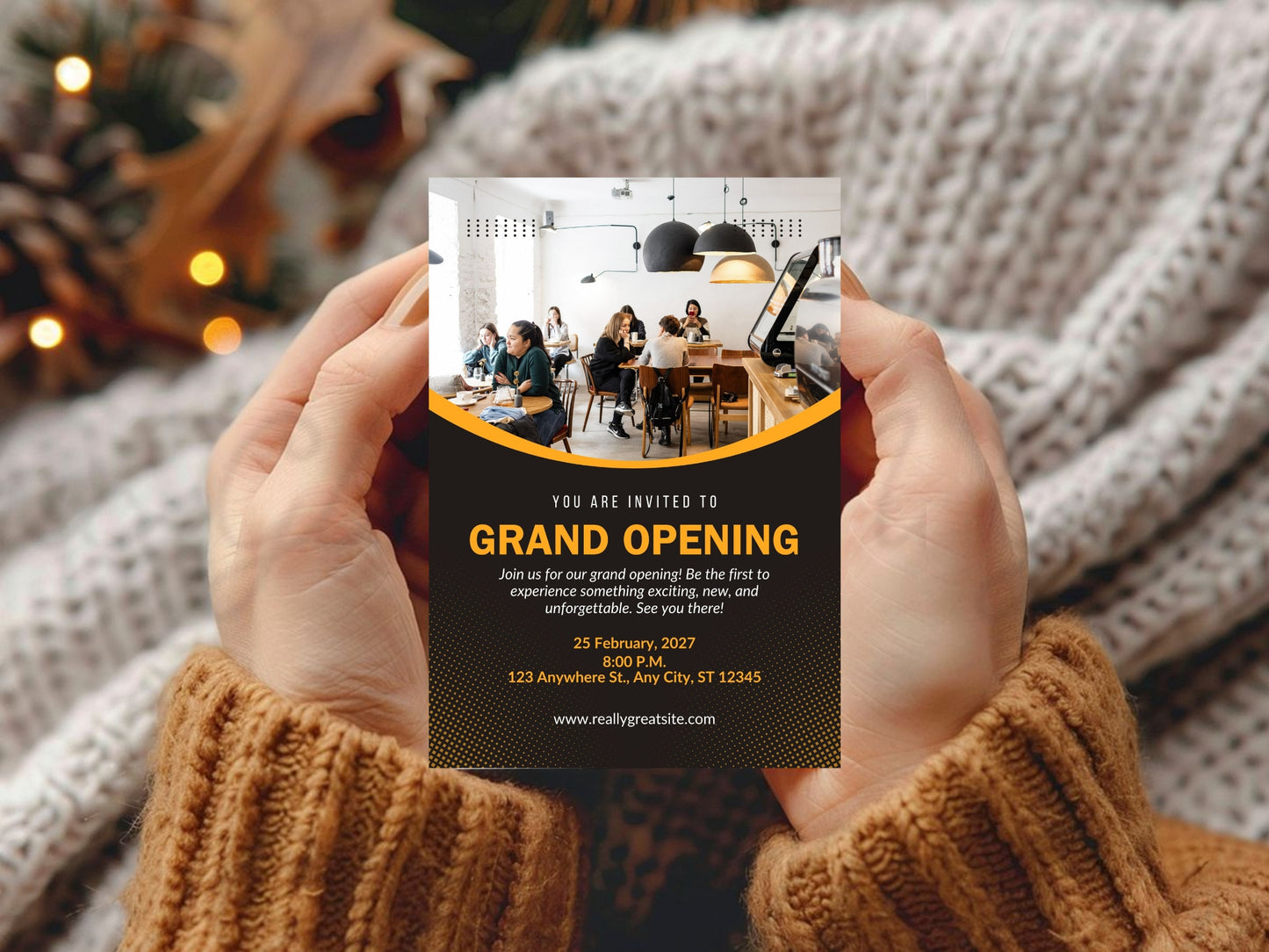 Creative Grand Opening Card Template | Modern Artistic Business Launch Invitation | Printable & Editable Design