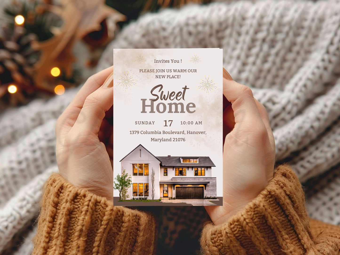 Elegant Housewarming Card – Sophisticated New Home Invitation – Printable Template