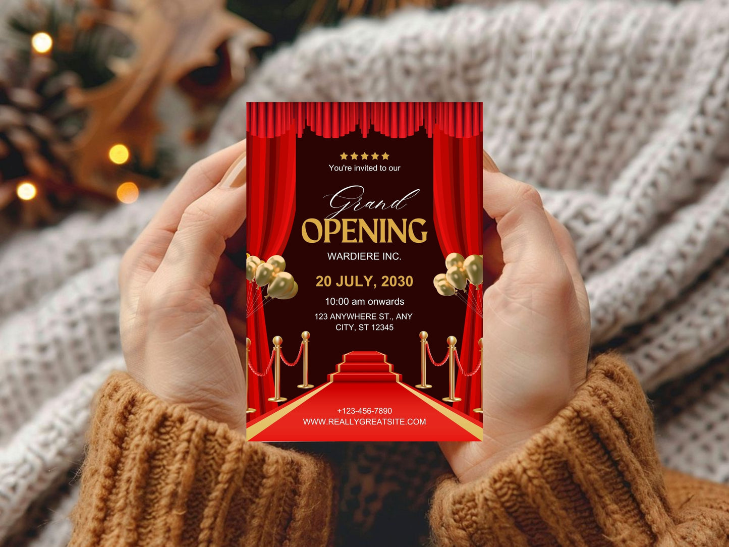 Elegant Creative Grand Opening Card Template | Modern Artistic Business Launch Invitation | Printable & Editable Design