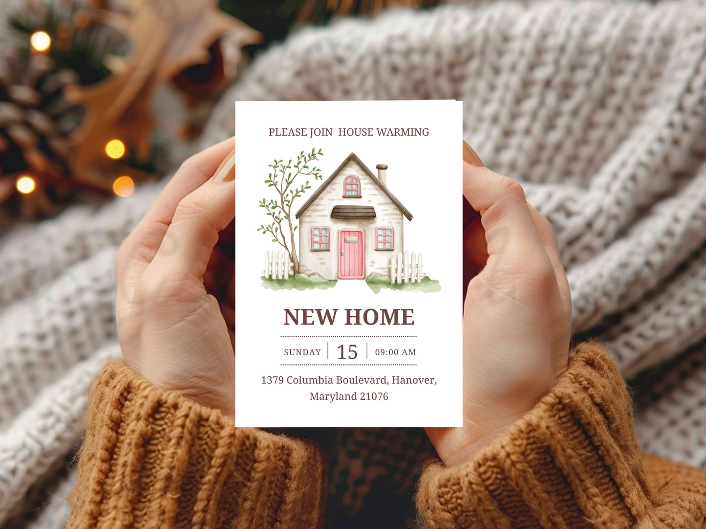 Simple Elegant Housewarming Card – Minimal New Home Invitation – Printable Template