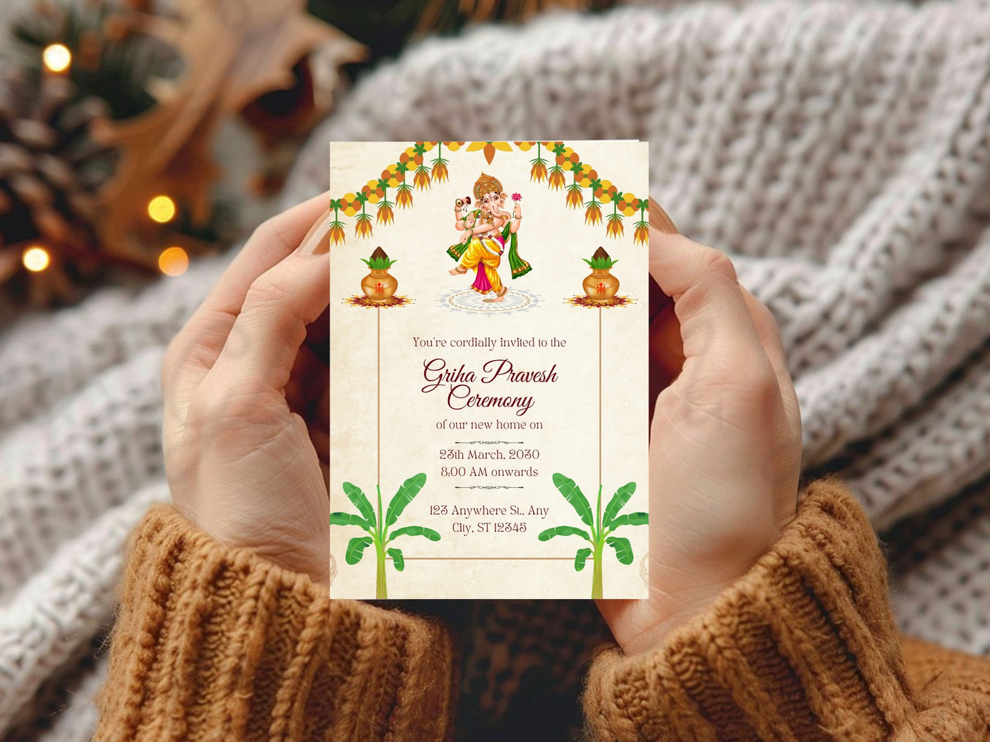 Royal Theme Vastu Pujan Card – Elegant Luxury Invitation