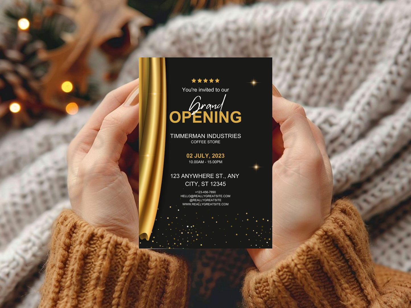 Minimal Elegant Grand Opening Card Template | Modern Clean Luxury Business Launch Invitation | Printable & Editable Design