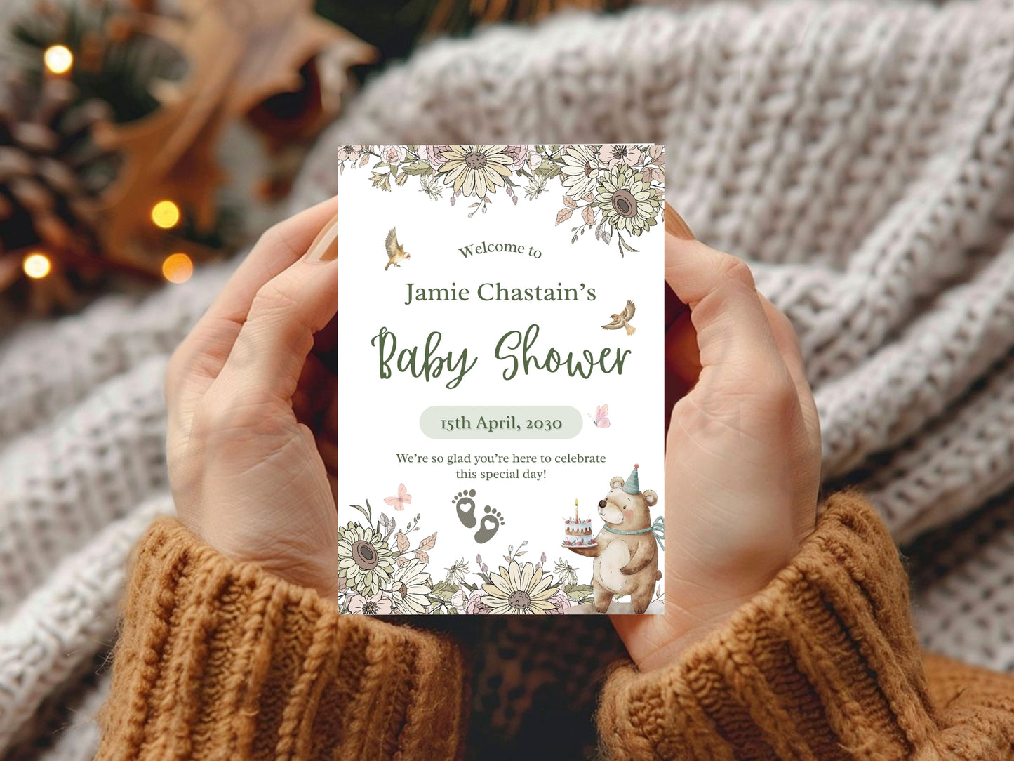 Floral Invitation Template | Elegant Editable Flower Theme Invite | Instant Download Printable Card