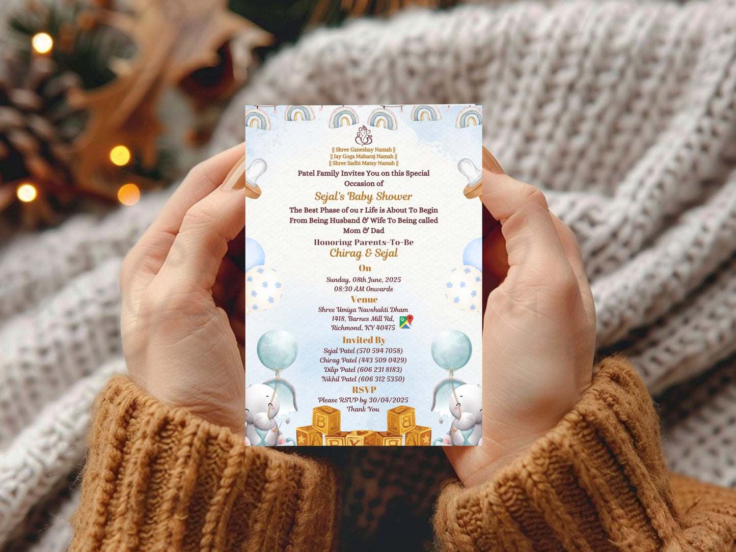 Watercolor Theme Baby Shower Invitation Card Design | Artistic & Elegant