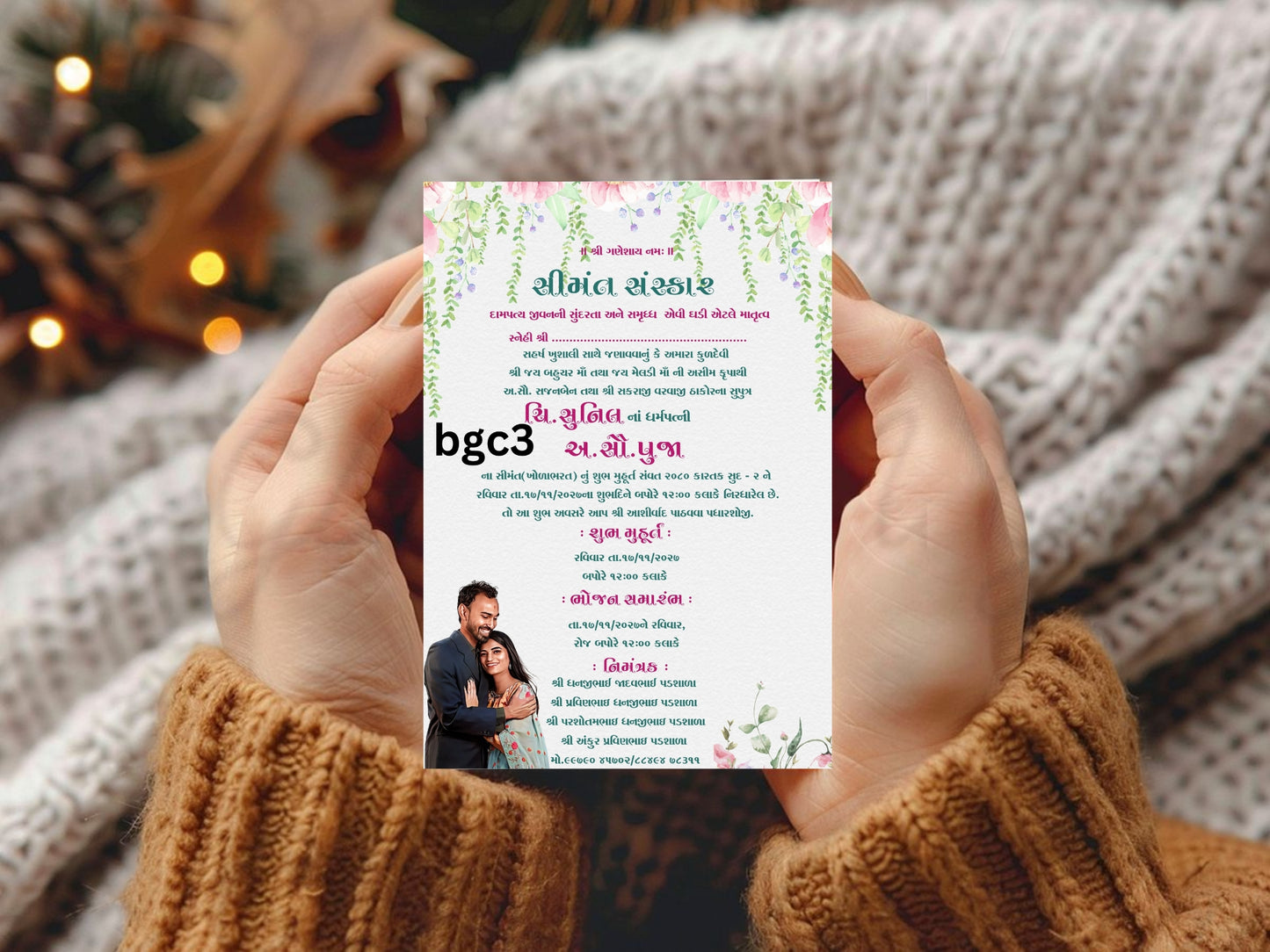 Floral Baby Shower Card – Elegant Flower Baby Celebration Greeting