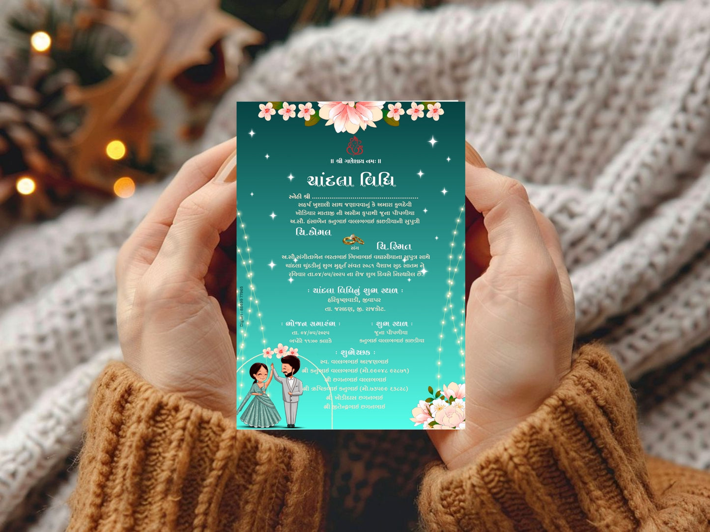 Minimal Elegant Floral Chandla Vidhi Card – Stylish Ceremony Design