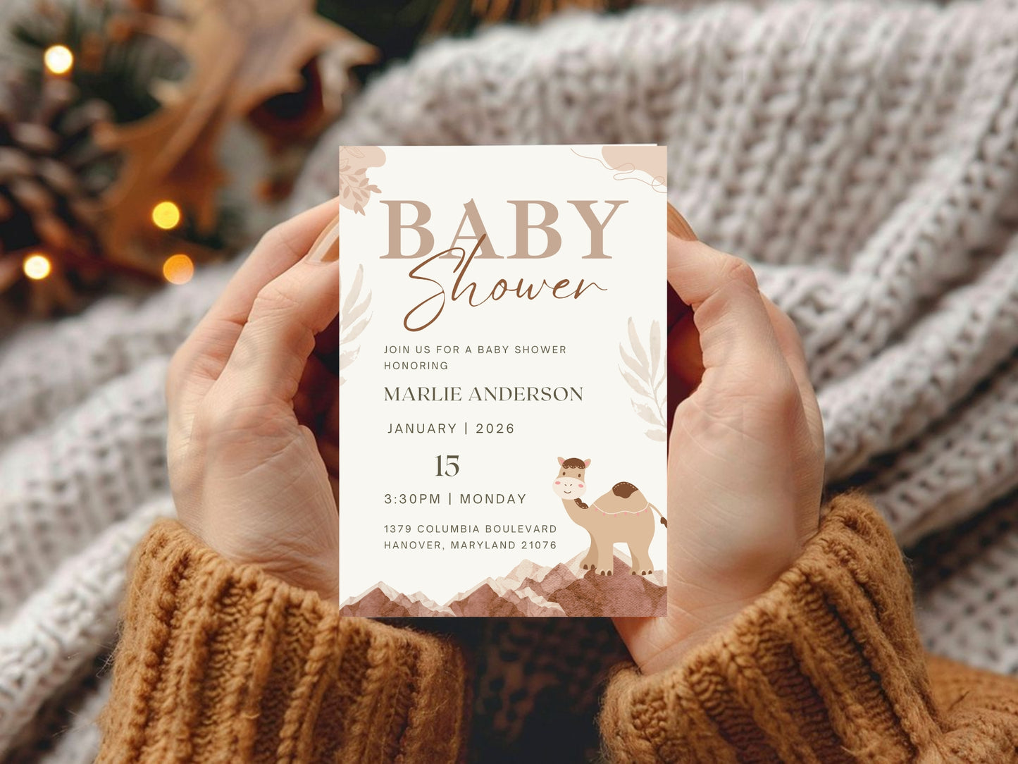 Desert Theme Invitation Template | Boho Desert Editable Invite | Instant Download Printable Card