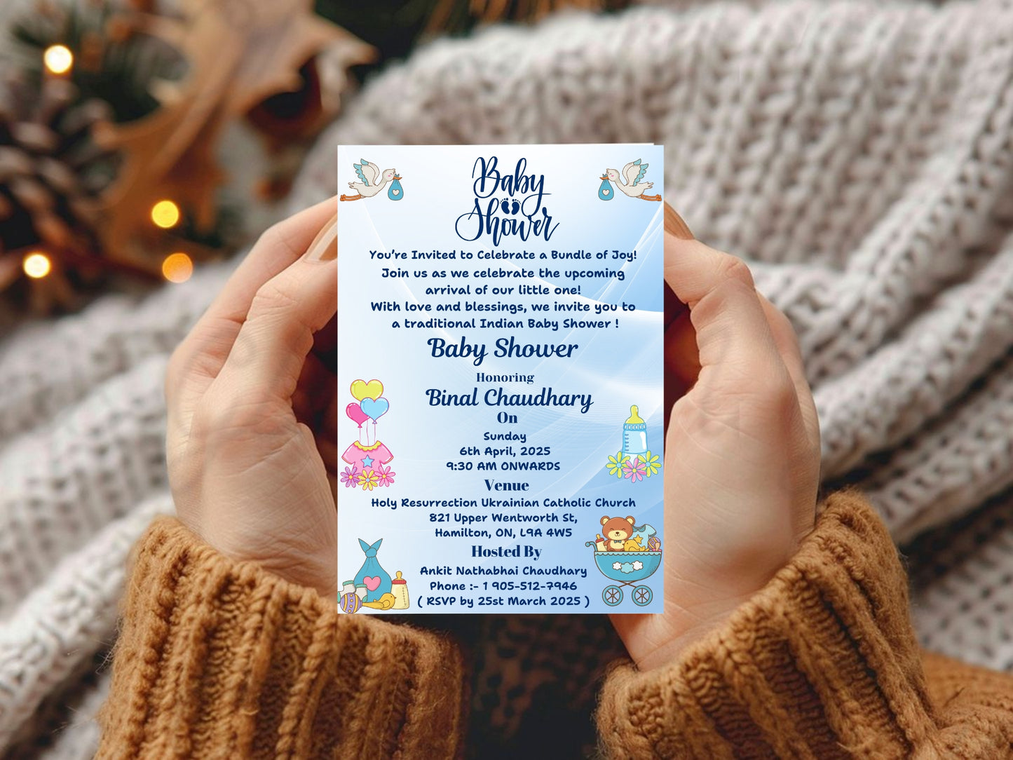 Minimal Baby Shower Invite – Simple Elegant Baby Shower Card – Instant Download