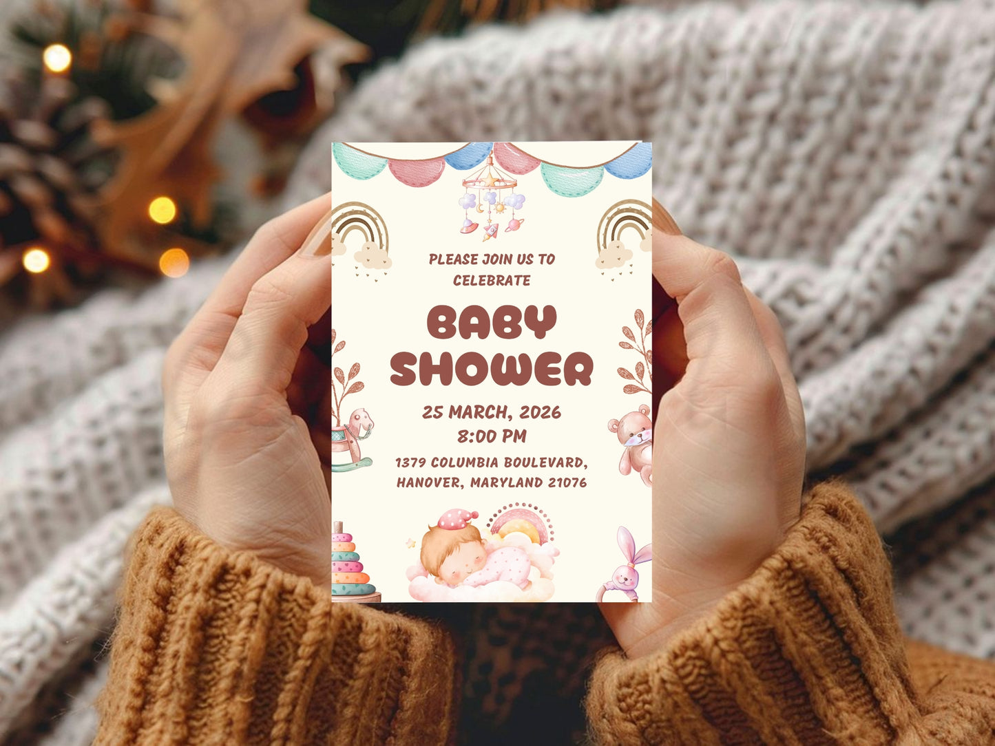 Cute Baby Shower Card – Adorable Baby Girl & Boy Greeting Card