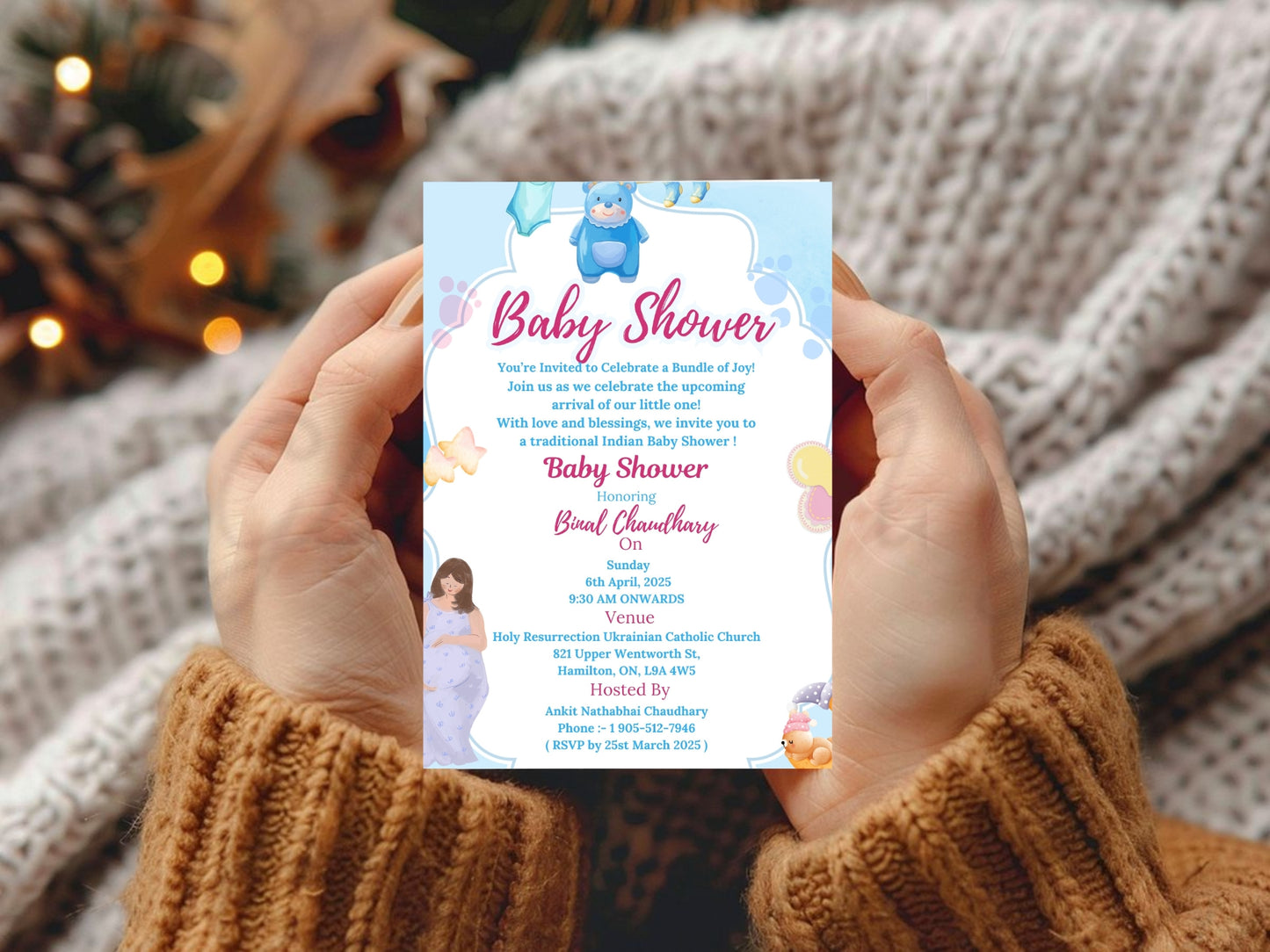 Simple Elegant Baby Shower Invitation – Minimal Chic Baby Shower Card – Printable Template