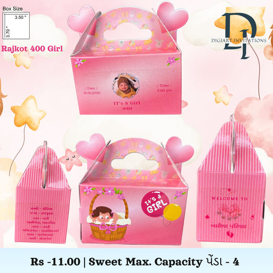 Cute Heart Theme Baby Born Return Gift Sweet Box | Newborn Celebration Favor Box for Baby Shower