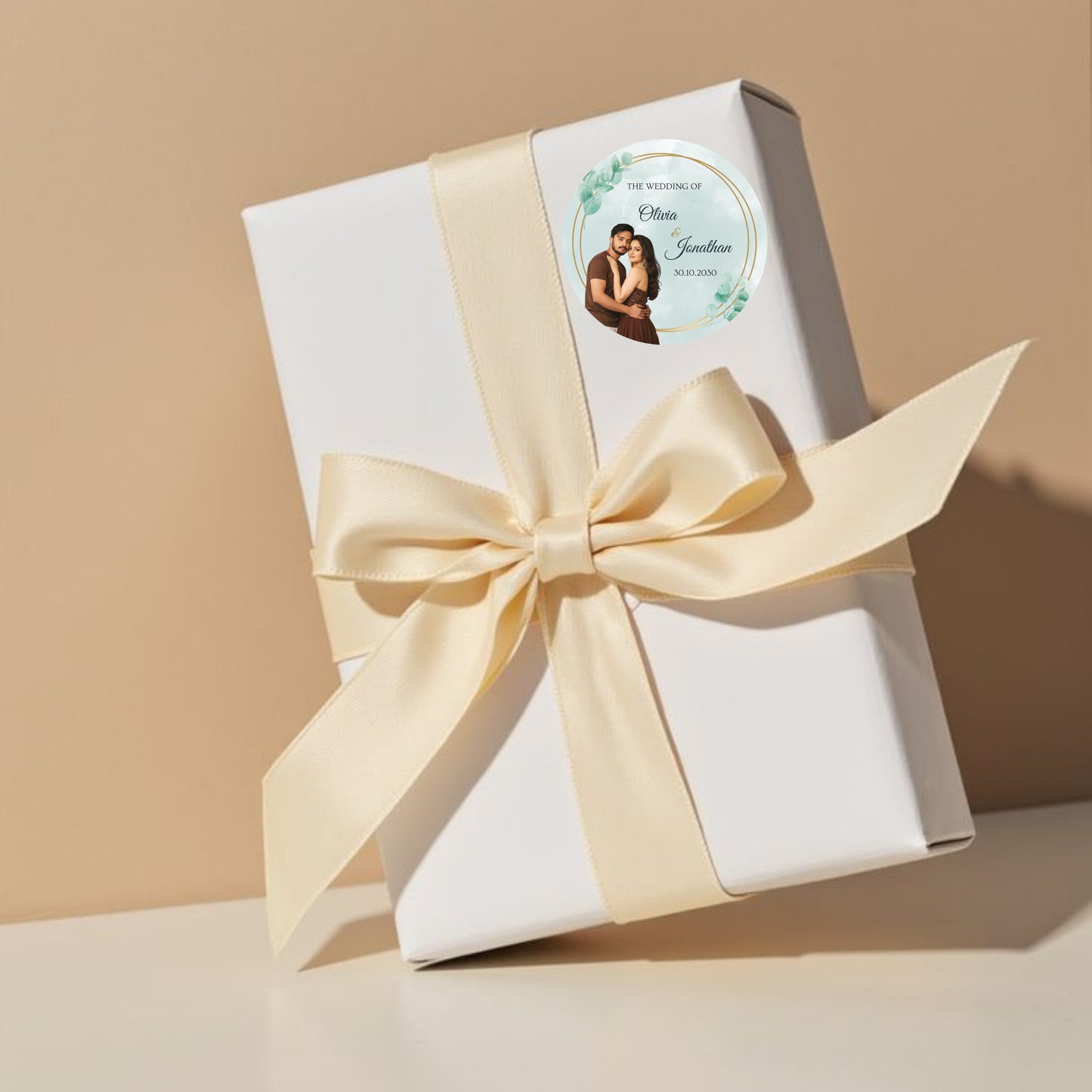 Personalized Wedding Sticker with Couple Photo by DigiArt Invitation