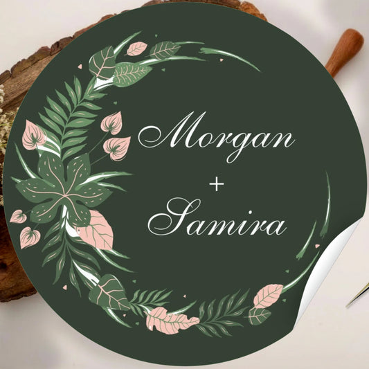 Simple Elegant Floral Sticker Design | Minimal Botanical Custom Logo Sticker | Wedding Favor & Premium Business Packaging Label