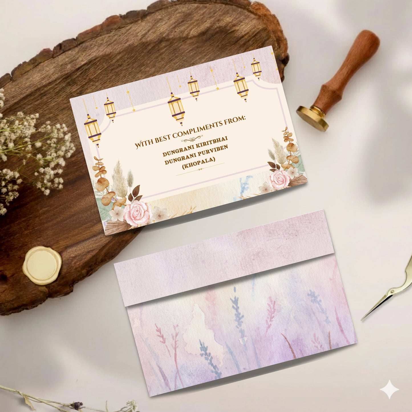 Personalized Customized Floral & Elegant Theme Designer Pocket Shagun Cover