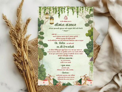 Green Floral Baby Shower Invitation Card | Green Flower Baby Shower Invite | Editable Printable Digital Download