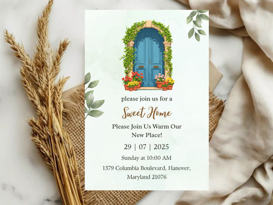Floral Elegant Housewarming Card – Sophisticated New Home Invitation – Printable Template