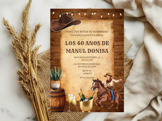 Wooden Theme Birthday Invitation Card – Rustic & Elegant Party Invite