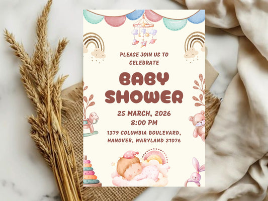 Cute Baby Shower Card – Adorable Baby Girl & Boy Greeting Card
