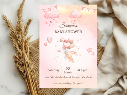 Cute Pink Baby Shower Greeting Card – Sweet Baby Girl Celebration Card
