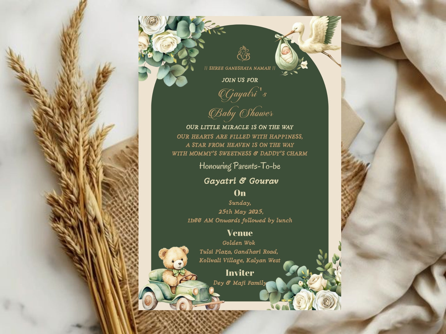 Cute Elegant Baby Shower Card Design | Stylish & Modern Invitation