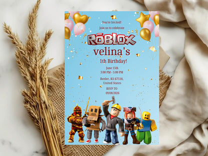 Cartoon Robot Theme Birthday Invitation Card – Fun & Futuristic Party Invite