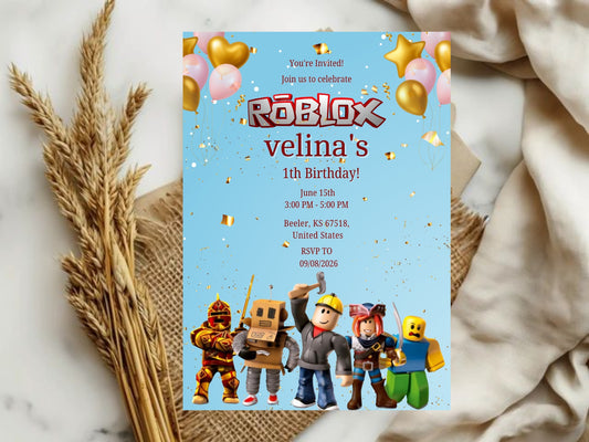 Cartoon Robot Theme Birthday Invitation Card – Fun & Futuristic Party Invite