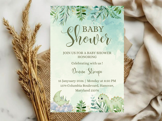 Leaf Theme Invitation Template | Elegant Greenery Editable Invite | Instant Download Printable Card