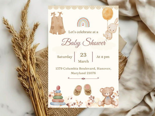 Minimalist Pink Baby Shower Card – Modern Creative Baby Girl Greeting Card