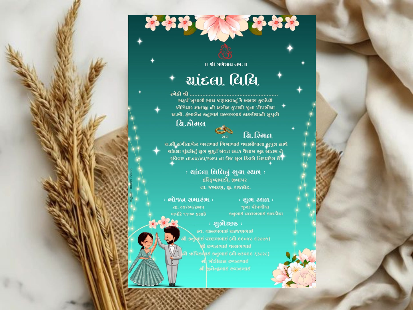 Minimal Elegant Floral Chandla Vidhi Card – Stylish Ceremony Design