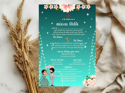 Minimal Elegant Floral Chandla Vidhi Card – Stylish Ceremony Design