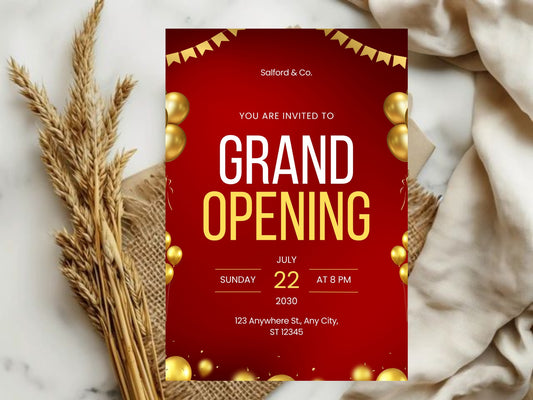 Minimal Grand Opening Card Template | Modern Simple Business Launch Invitation | Printable & Editable Design (Copy)